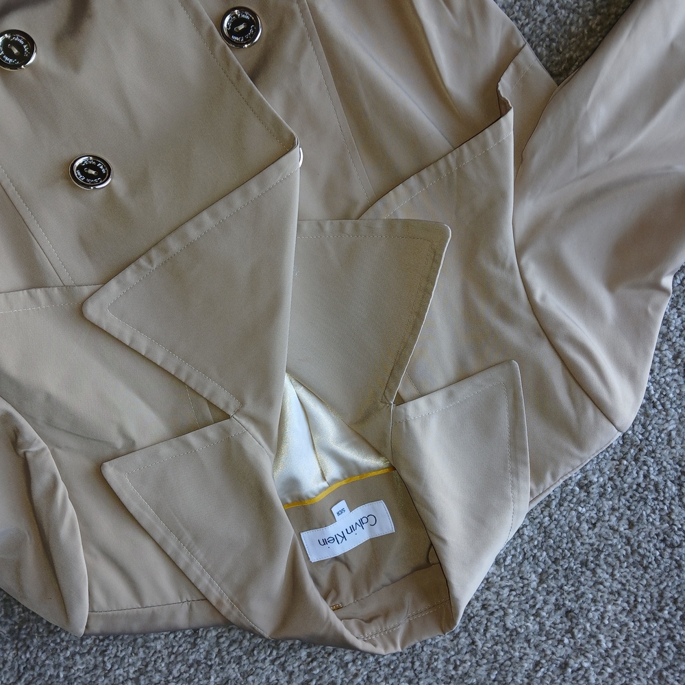 Calvin Klein Tan Double-Breasted Trench Coat - Picture 9 of 13